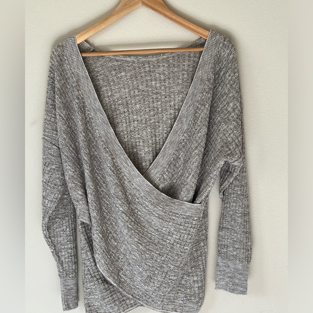NWT Maurices Grey Wrapped Neck Sweater
